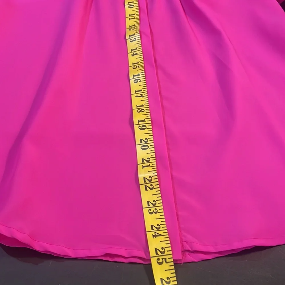 Gianni Binni Hot Pink Button down flowy blouse,pleated front and back,Large - Picture 8 of 11